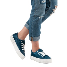 Kylie Baskets en satin sur la plate-forme bleu 1