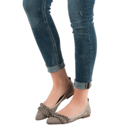 Corina Ballerines en daim à volants brun 1