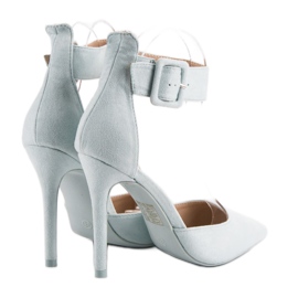 Escarpins en daim bleu 5