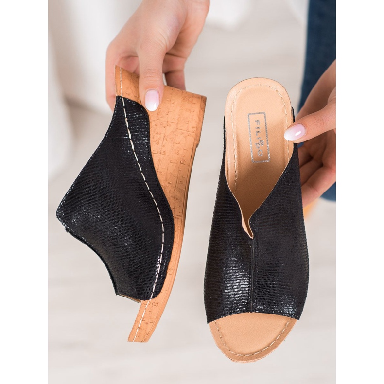 Filippo Pantoufles compensées noires 1