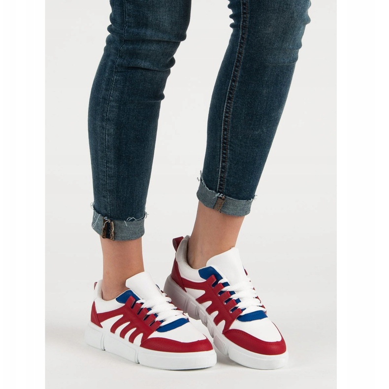 SHELOVET Chaussures de sport confortables blanc rouge 1