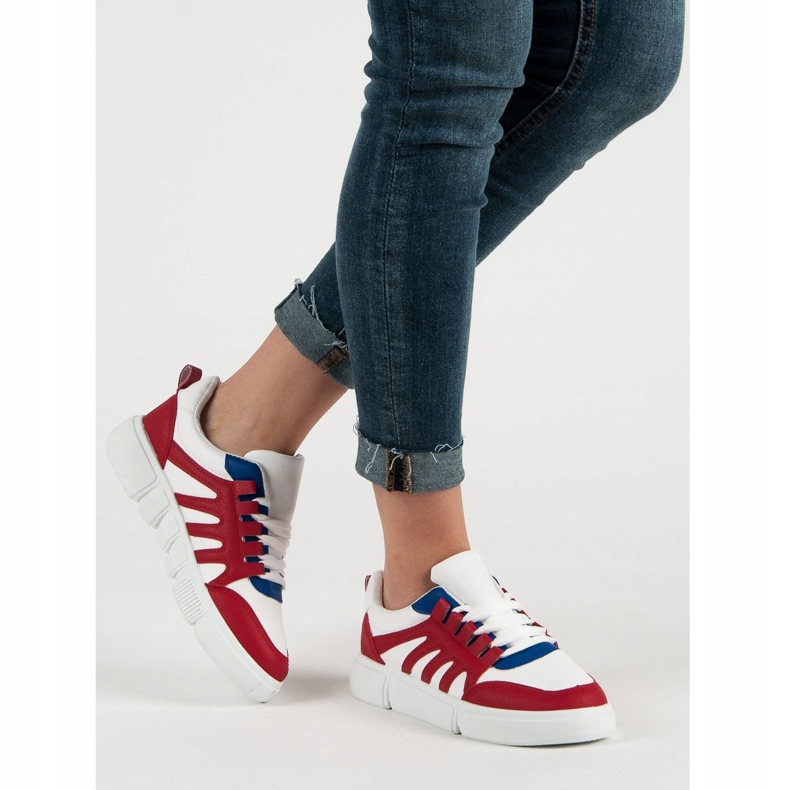 SHELOVET Chaussures de sport confortables blanc rouge 2
