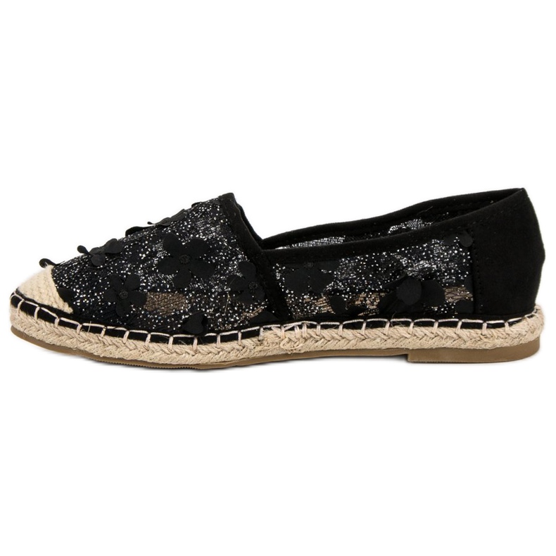 Nio Nio Espadrilles En Dentelle À Fleurs noir 1