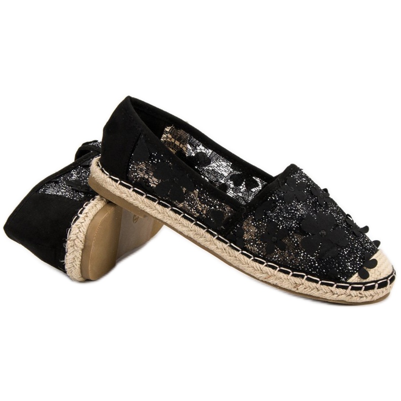 Nio Nio Espadrilles En Dentelle À Fleurs noir 2