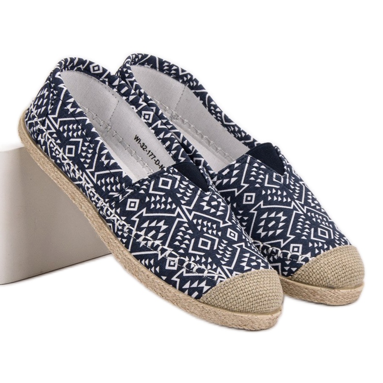 Espadrilles ethniques à la mode bleu bleu marin 1