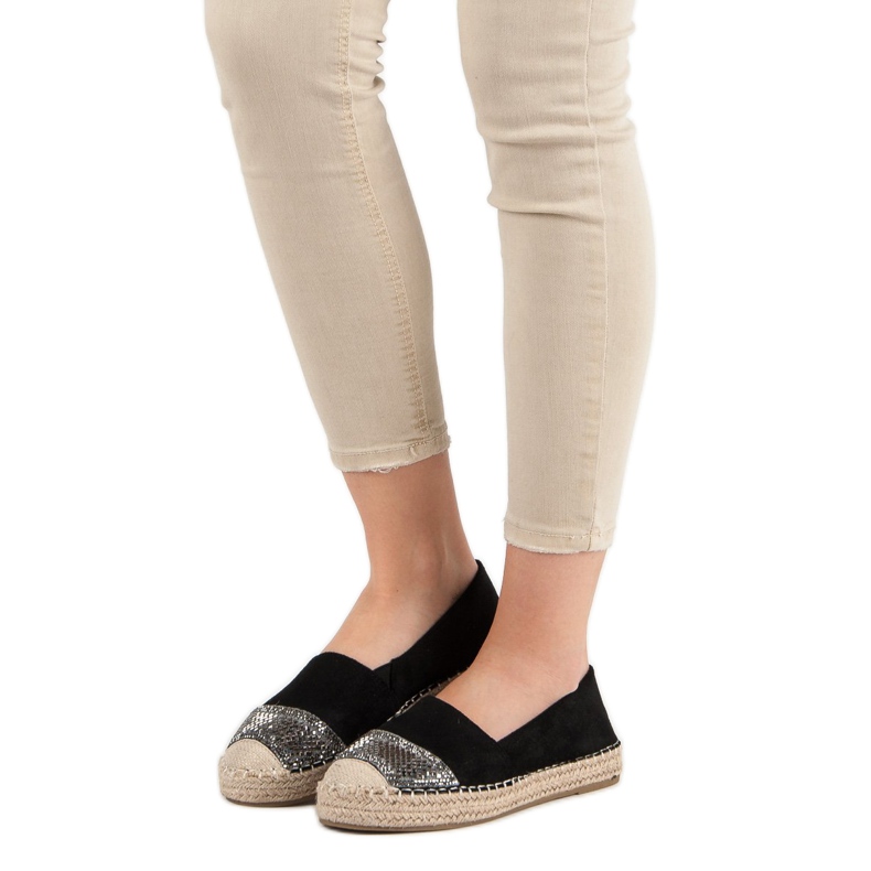 Small Swan Espadrilles En Daim Avec Cristaux le noir 2