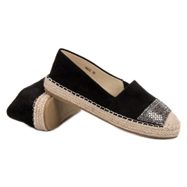 Small Swan Espadrilles En Daim Avec Cristaux le noir 6