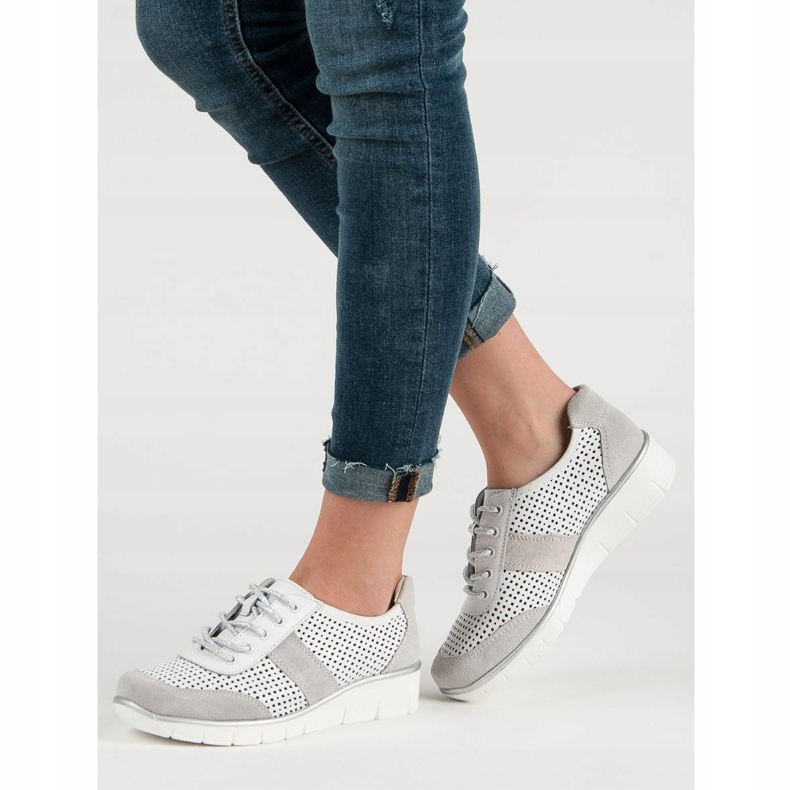 Filippo Chaussures en cuir ajouré blanc 2