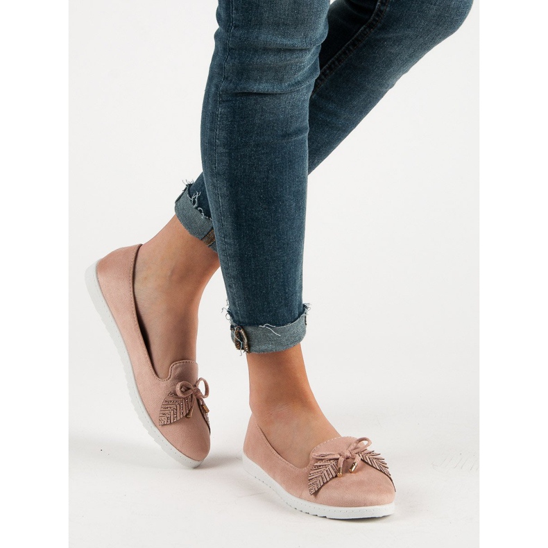 Comer Ballerines en daim poudré rose 1