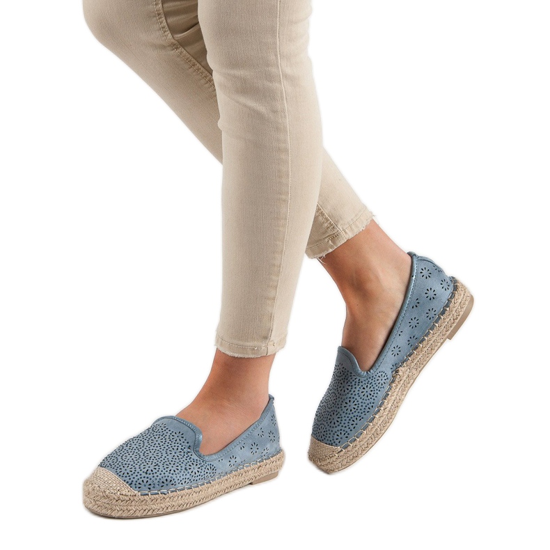 Espadrilles Ajourées En Daim bleu 1