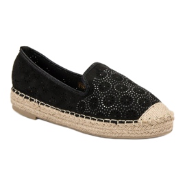 SHELOVET Espadrilles Ajourées En Daim le noir 4