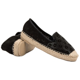 SHELOVET Espadrilles Ajourées En Daim le noir 6