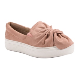 Slipons en daim avec nœud VICES rose 2