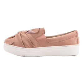 Slipons en daim avec nœud VICES rose 3