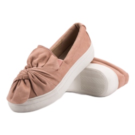 Slipons en daim avec nœud VICES rose 4