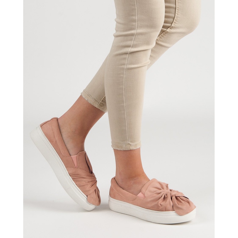 Slipons en daim avec nœud VICES rose 1
