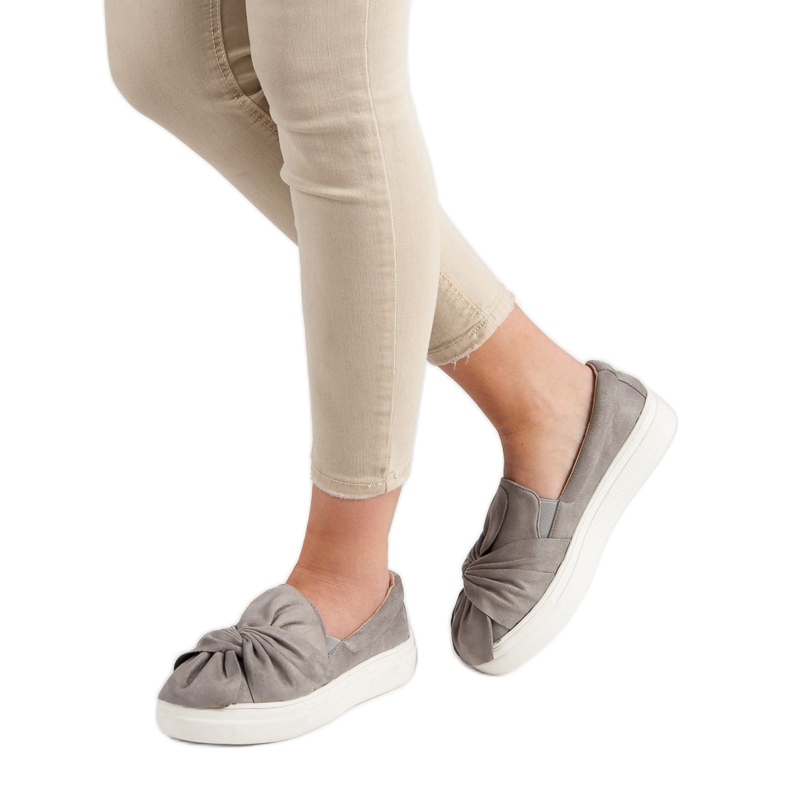 Slipons en daim avec nœud VICES gris 2