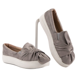 Slipons en daim avec nœud VICES gris 3