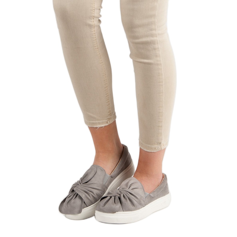 Slipons en daim avec nœud VICES gris 1