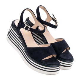 Vinceza Sandales compensées confortables bleu bleu marin 2