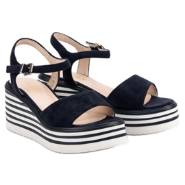 Vinceza Sandales compensées confortables bleu bleu marin 1