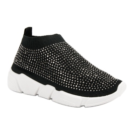 Chaussures de sport en textile avec cristaux noir 1