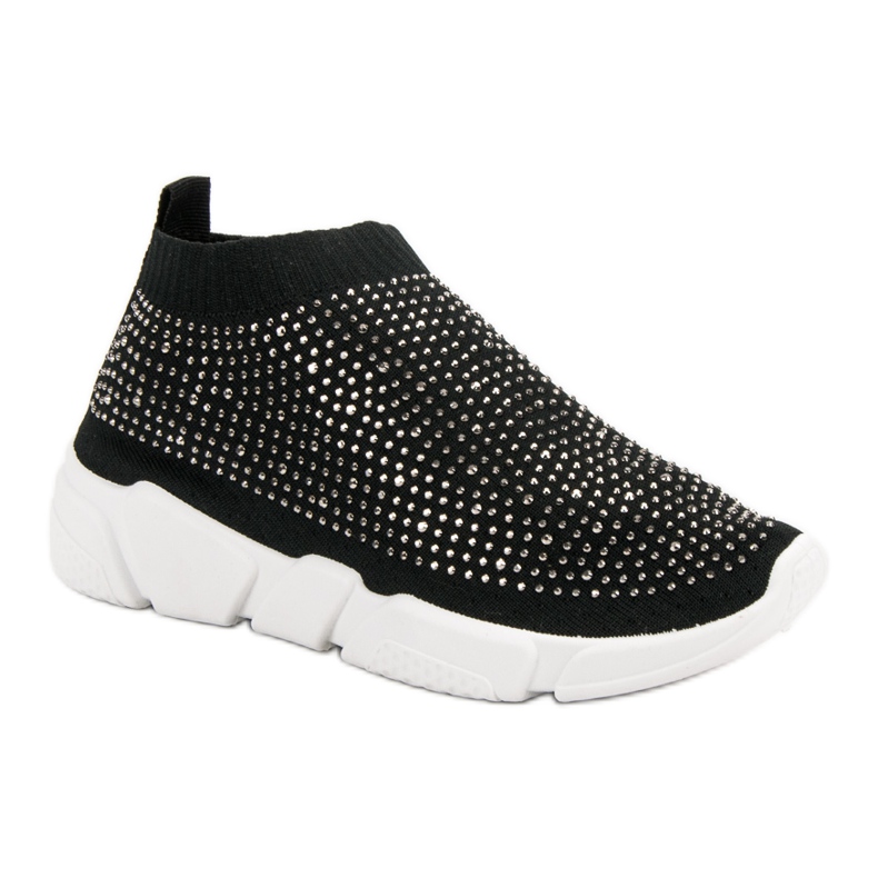 Chaussures de sport en textile avec cristaux noir 1