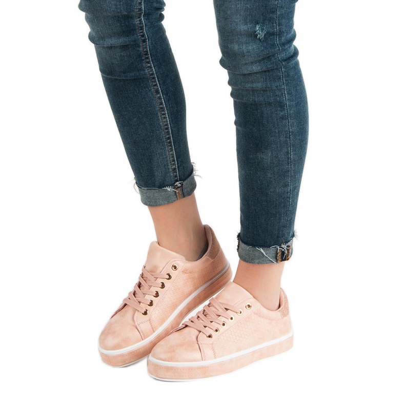 Chaussures de sport à lacets rose 2
