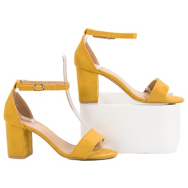 Super Mode Sandales en daim élégantes jaune 1