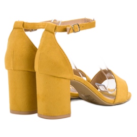 Super Mode Sandales en daim élégantes jaune 6