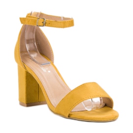 Super Mode Sandales en daim élégantes jaune 4