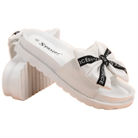 Seastar Pantoufles en daim pour femmes blanche 4
