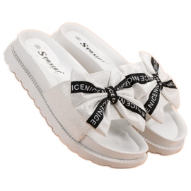 Seastar Pantoufles en daim pour femmes blanche 5