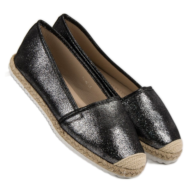 Lucky Shoes Espadrilles noires à paillettes 1