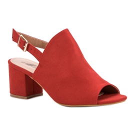 Sandales fermées en daim rouge 2