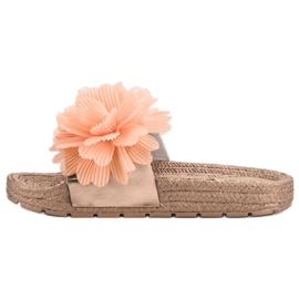 Seastar Chaussons Orange Avec Fleurs jaune 2