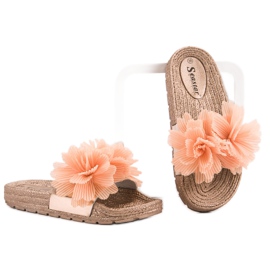 Seastar Chaussons Orange Avec Fleurs jaune 5