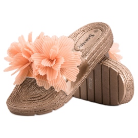 Seastar Chaussons Orange Avec Fleurs jaune 6