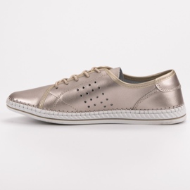 Kylie Chaussures en cuir à lacets doré 2