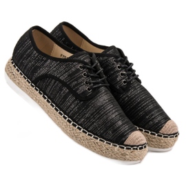 Small Swan Espadrilles à lacets le noir 1