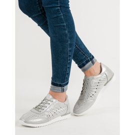 Kylie Chaussures en cuir argentées gris 2