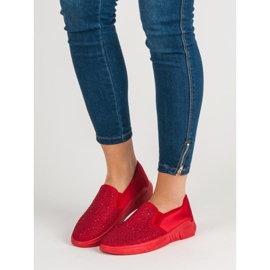 SHELOVET Chaussures textiles avec cristaux rouge 1