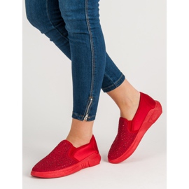 SHELOVET Chaussures textiles avec cristaux rouge 2
