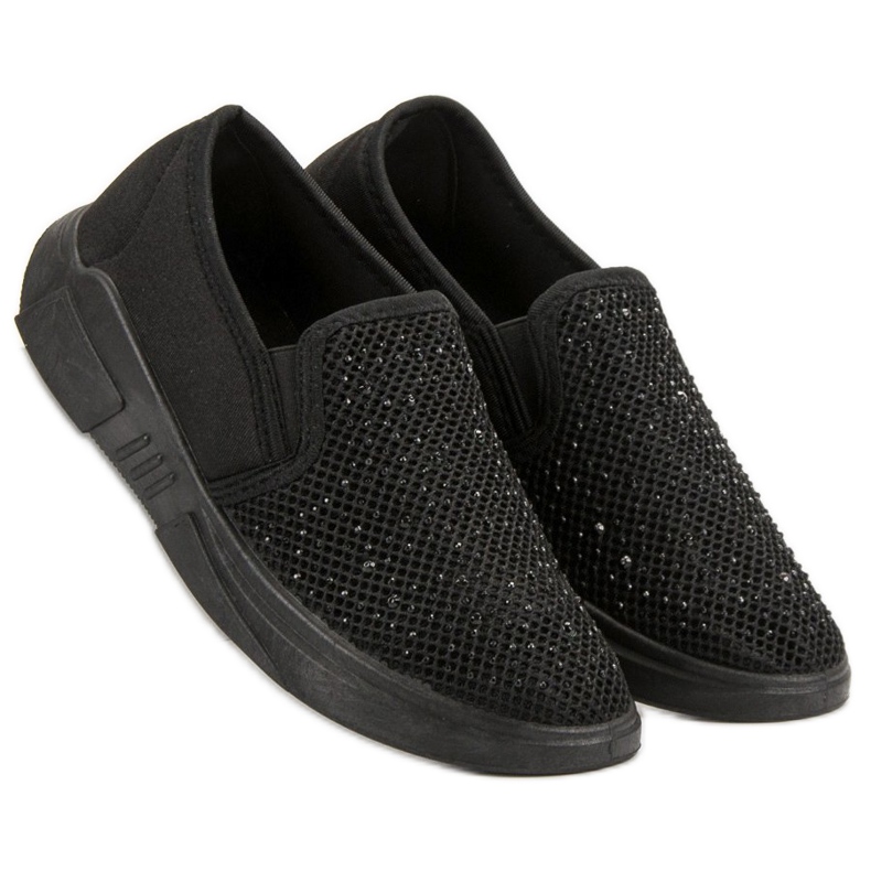 SHELOVET Chaussures textiles avec cristaux le noir 1 SHELOVET Chaussures textiles avec cristaux le noir 1