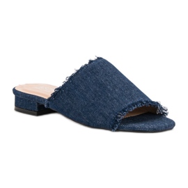 Small Swan Pantoufles en jean bleu 1