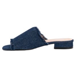 Small Swan Pantoufles en jean bleu 2