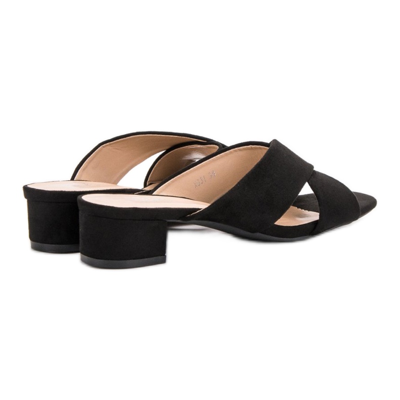 Small Swan Pantoufles en daim élégantes noir 2