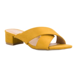 Small Swan Pantoufles en daim élégantes jaune 4