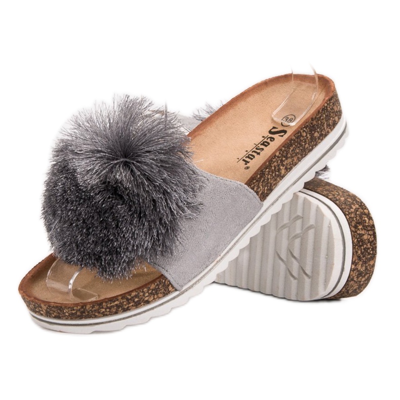 Seastar Chaussons Avec Pompon gris 2 Seastar Chaussons Avec Pompon gris 2