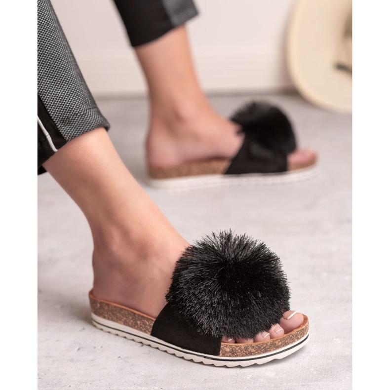 Seastar Chaussons Avec Pompon le noir 2 Seastar Chaussons Avec Pompon le noir 2